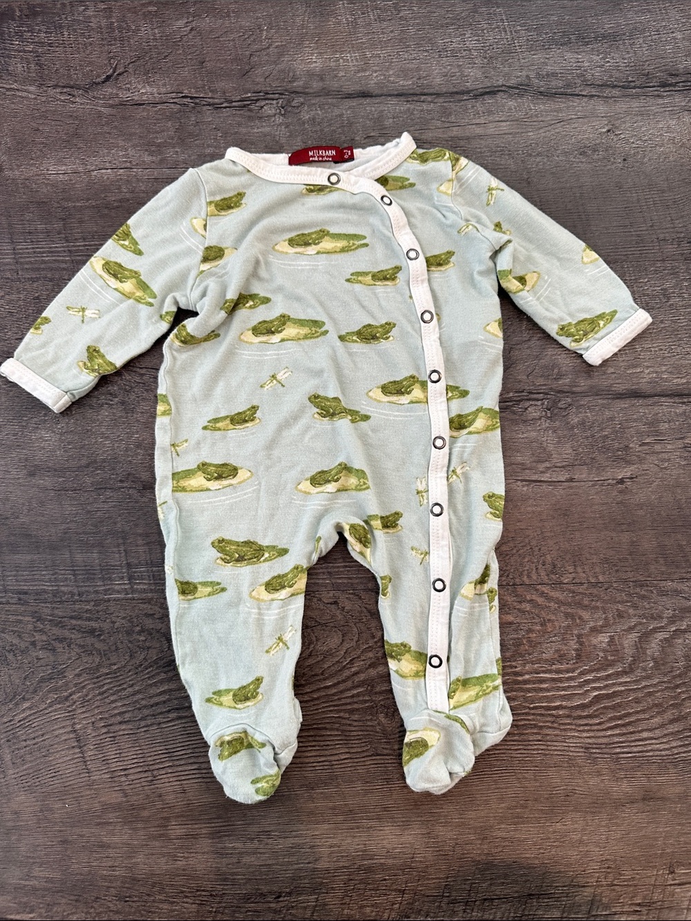 Milkbarn 0-3 Month Baby Blue Frog Print Unisex Footed One-Piece Bamboo Sleeper